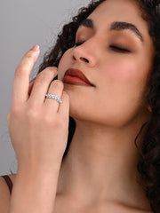 Crystal Petal Crown Ring – Silver