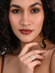 Crystal Petal Crown Ring – Silver