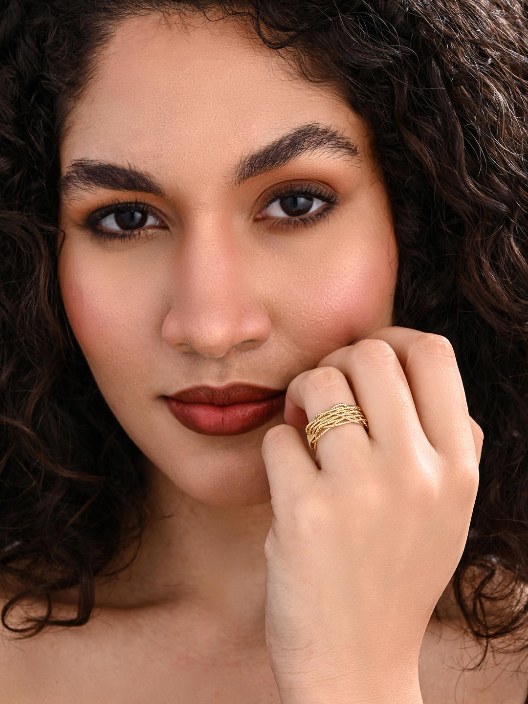 Golden Ripple Adjustable Ring