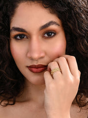 Golden Ripple Adjustable Ring