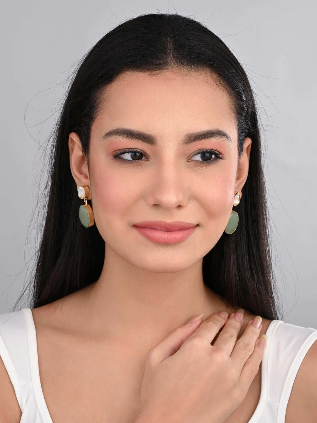 Sage Pearl Drop Earring