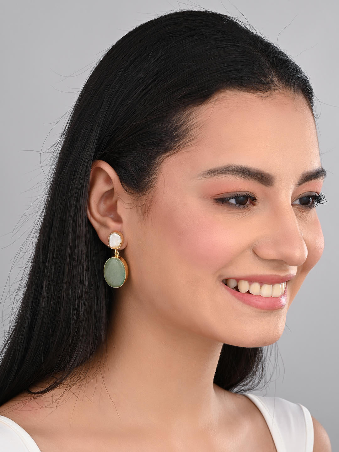 Sage Pearl Drop Earring