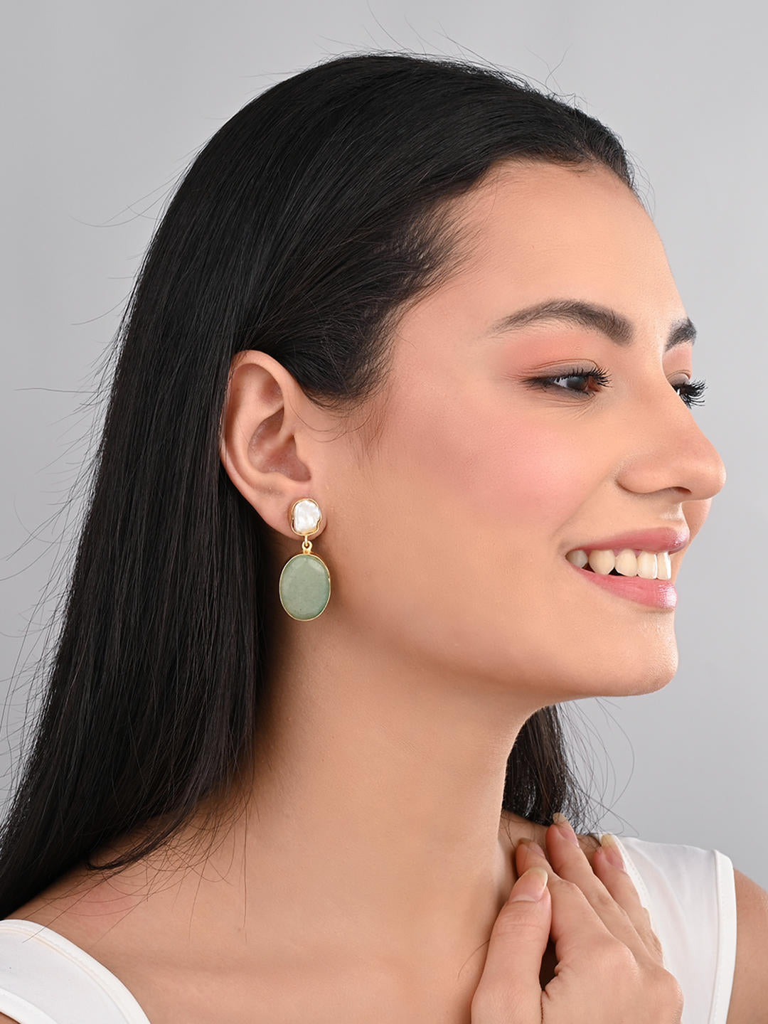 Sage Pearl Drop Earring
