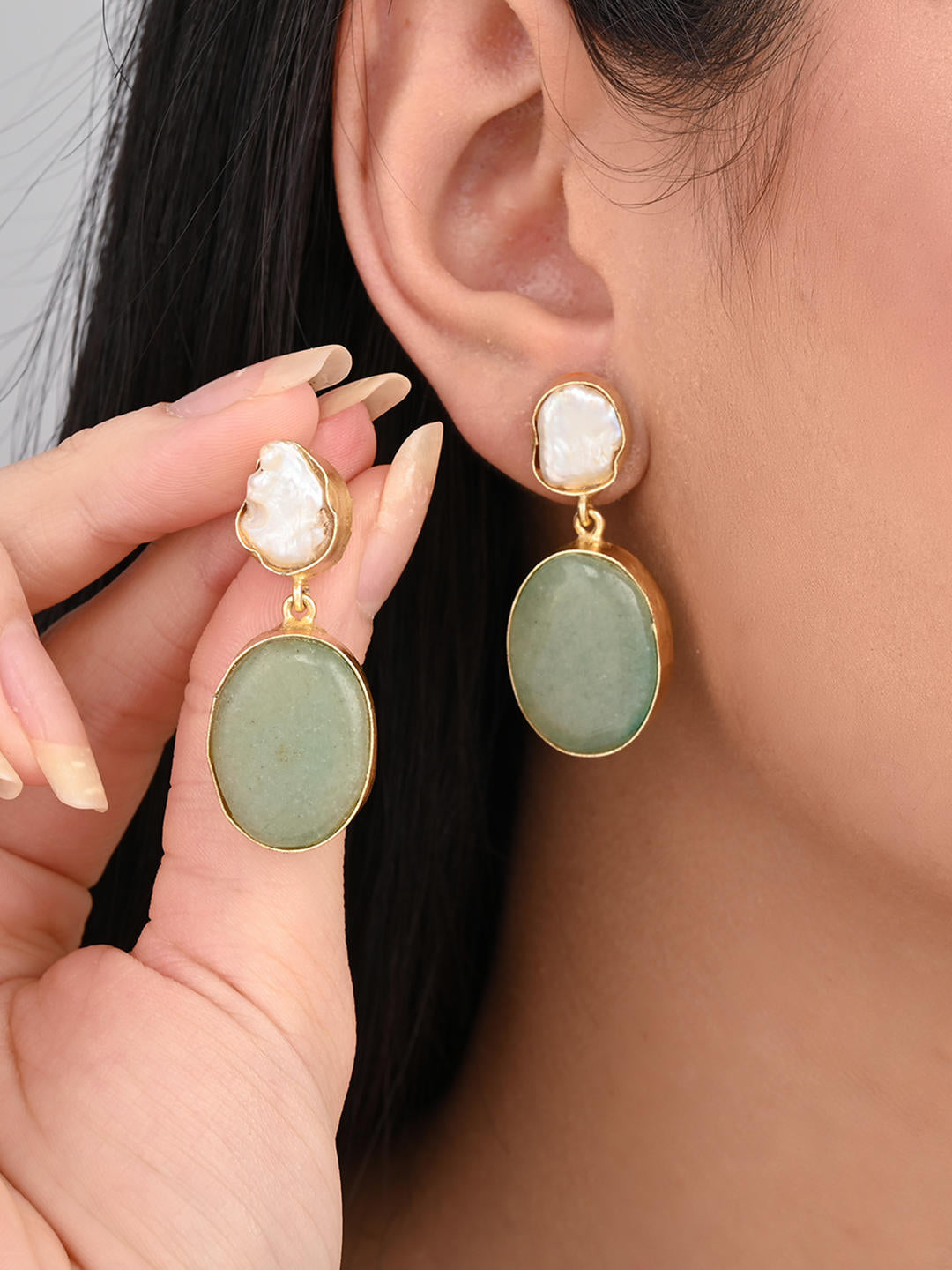 Sage Pearl Drop Earring