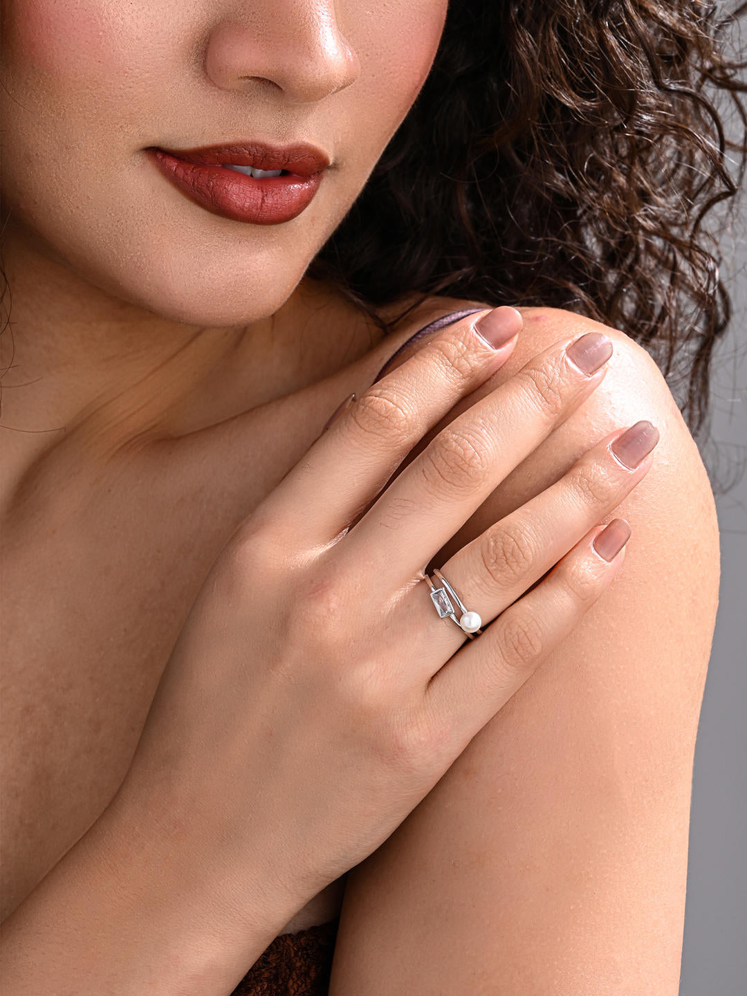 Pearl Prism Adjustable Ring – Rhodium Plated
