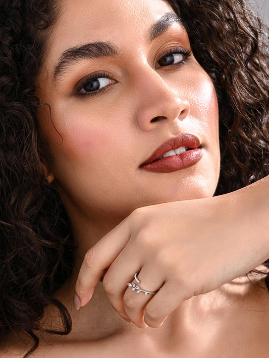 Dewdrop Vine Adjustable Ring in Silver - Reenisaa