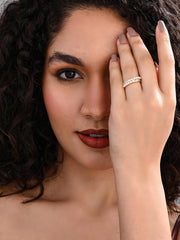 Golden Pearl Crest Adjustable Ring