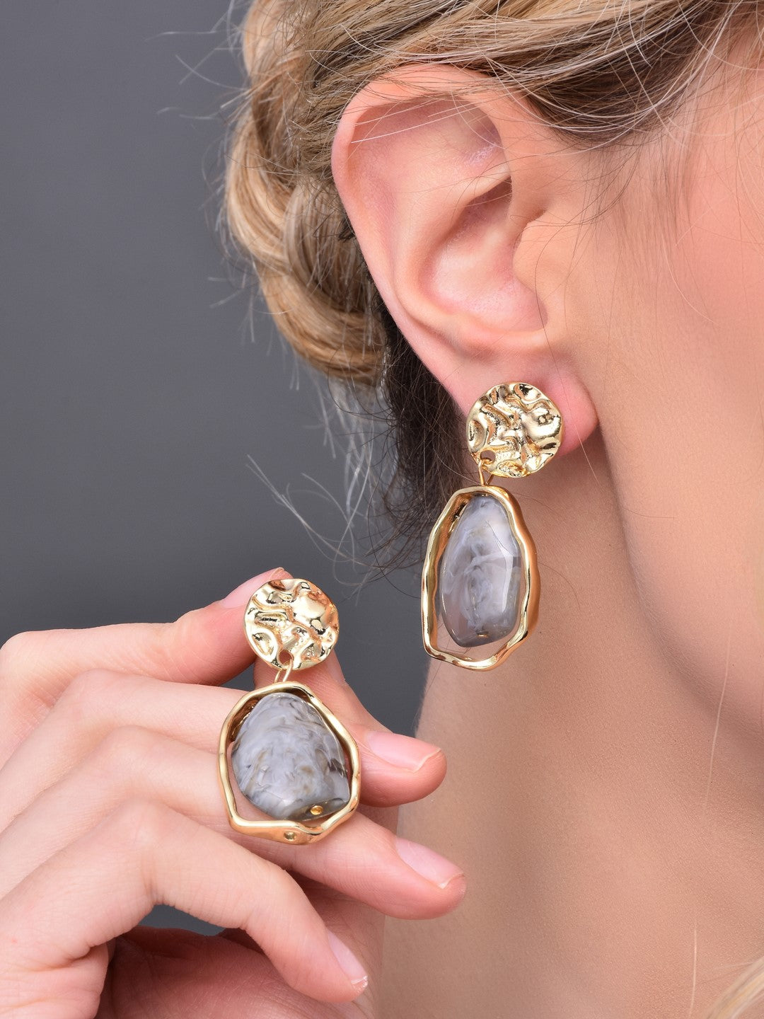 Grey Acrylic drop Earrings