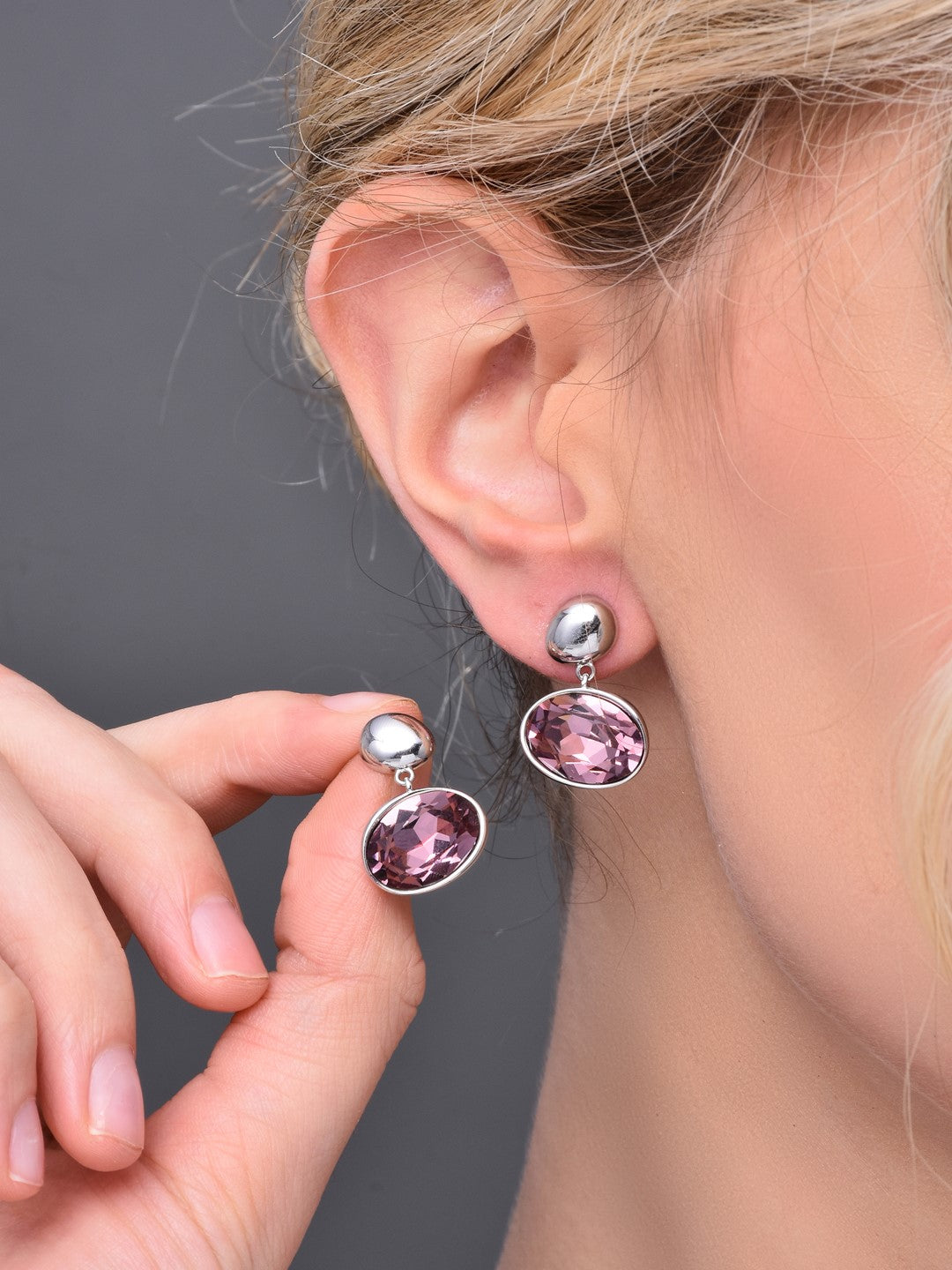 Pink Crystal Stud Earring