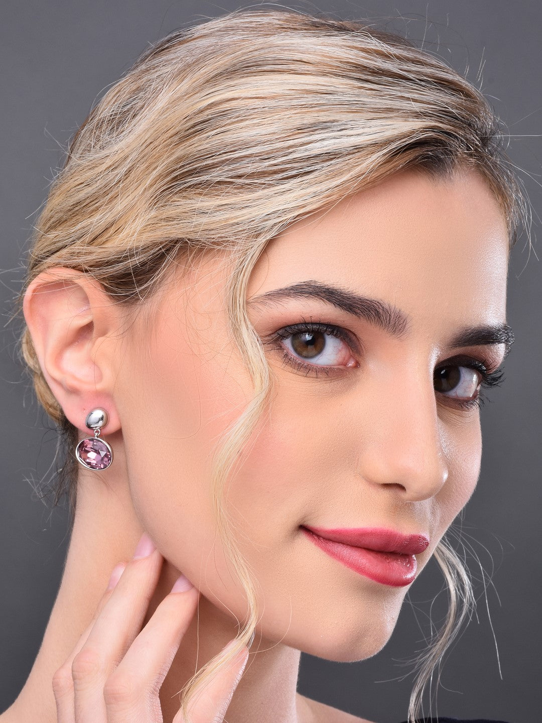 Pink Crystal Stud Earring