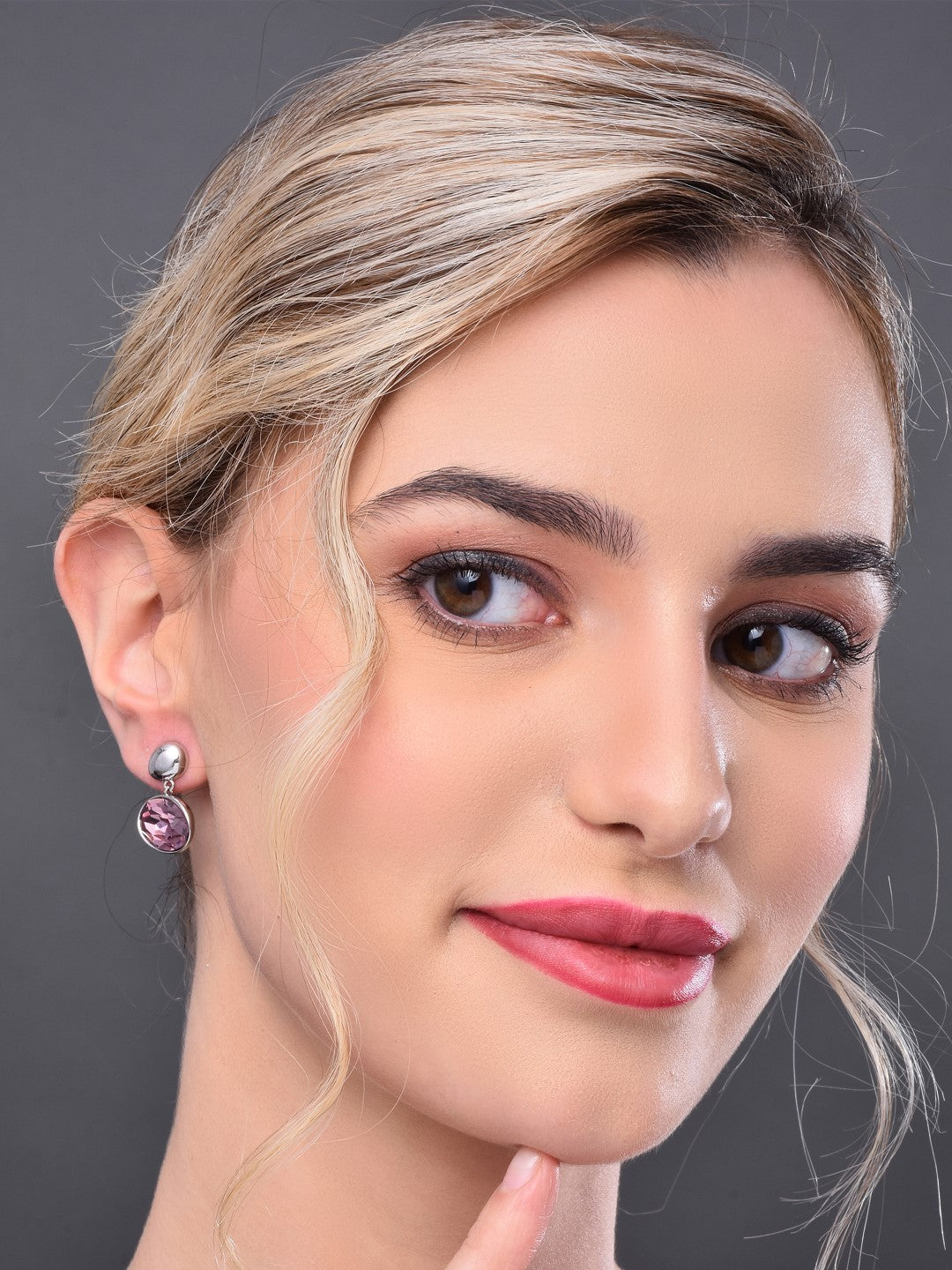 Pink Crystal Stud Earring