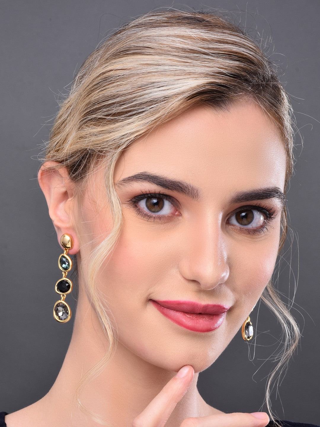 Blue Mixed Shape Gem Drop Earring