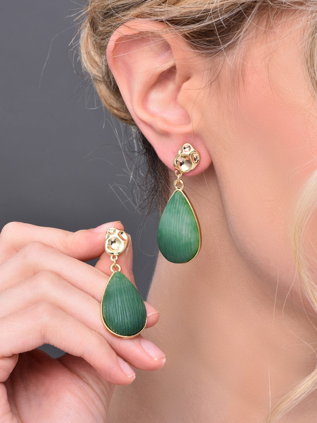 Green Resin Drop Earrings