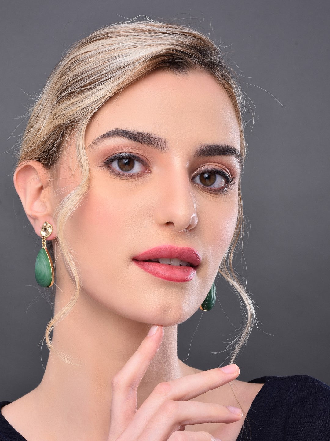 Green Resin Drop Earrings