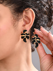 Black Petal 18K Gold Plated Earrings