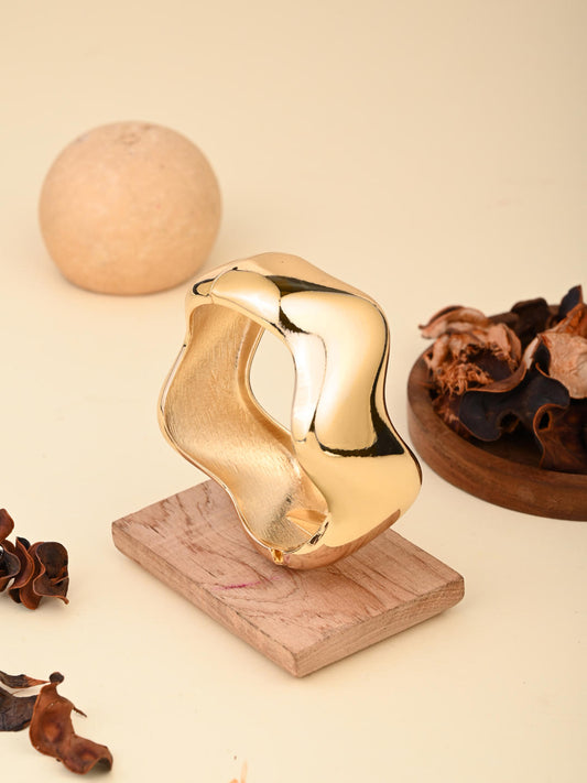 Bold Wavy Gold Cuff Bracelet