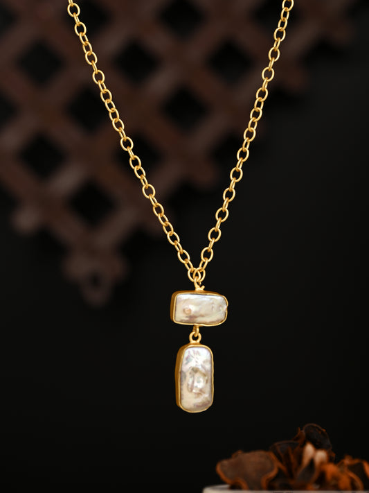 Twin Baroque Pearl Drop Necklace