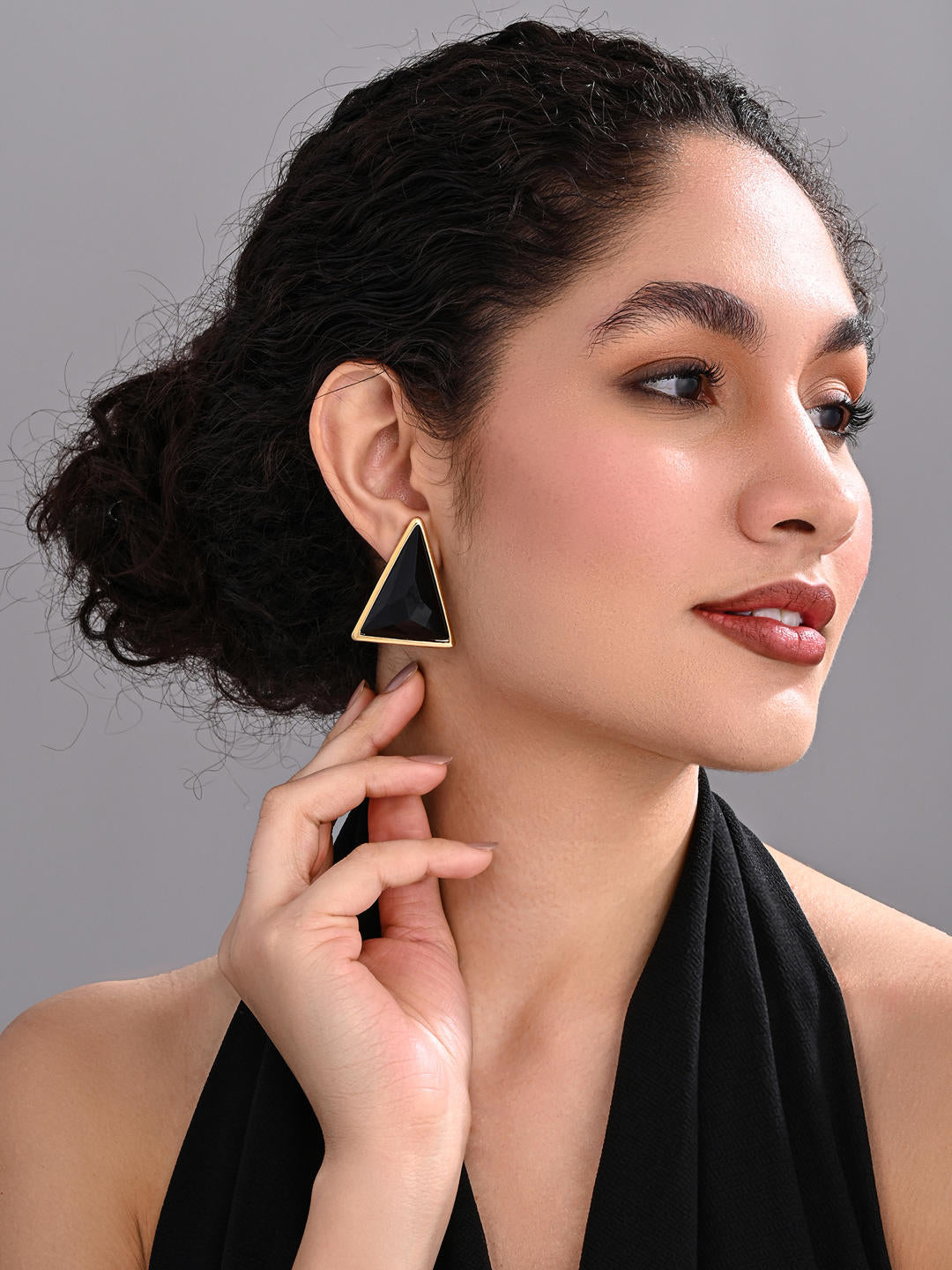 18K Gold PlatedMidnight Triangle Stud Earrings