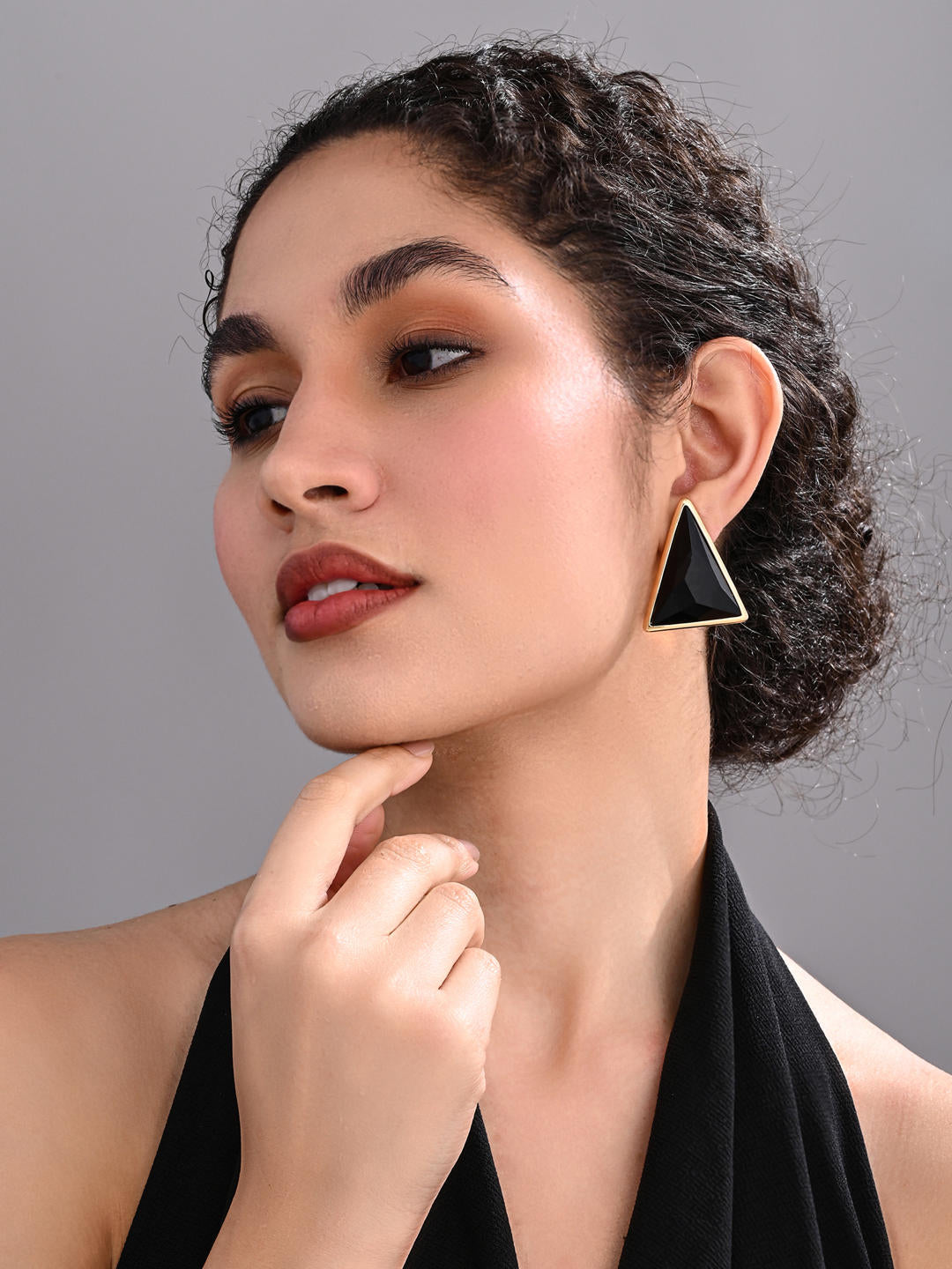 18K Gold PlatedMidnight Triangle Stud Earrings