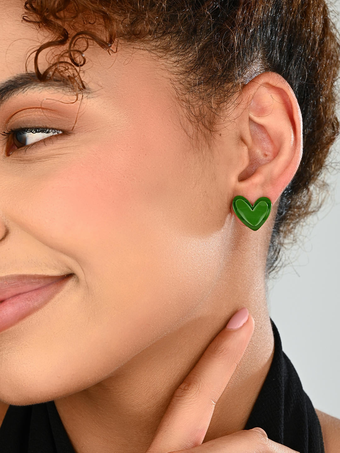 Emerald Heart Stud Earrings