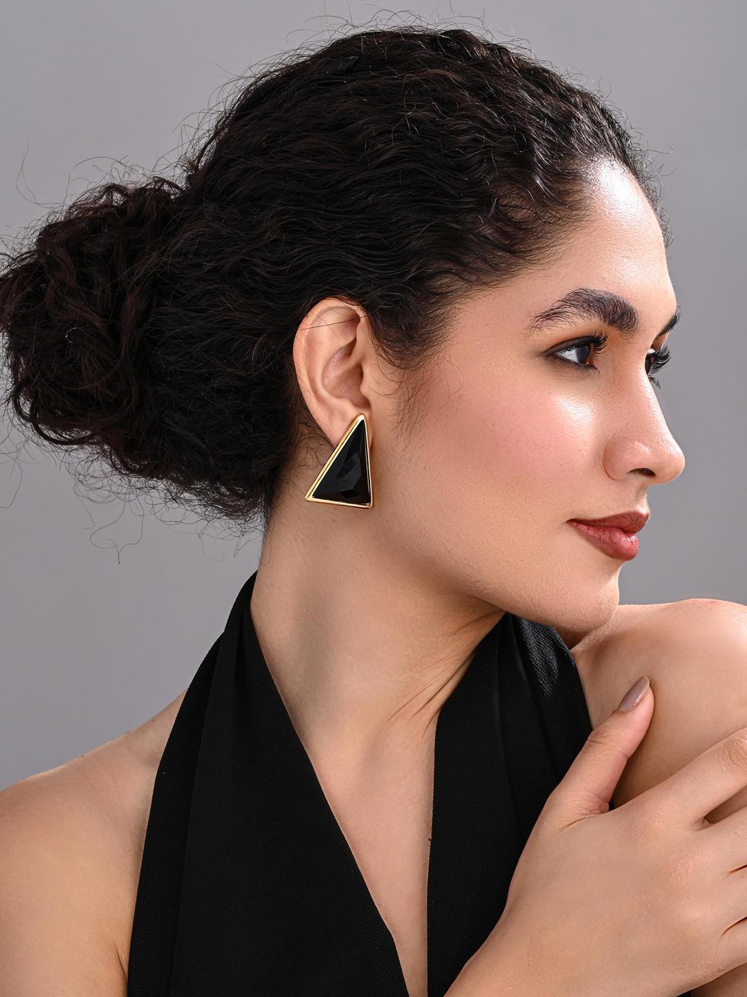 18K Gold PlatedMidnight Triangle Stud Earrings