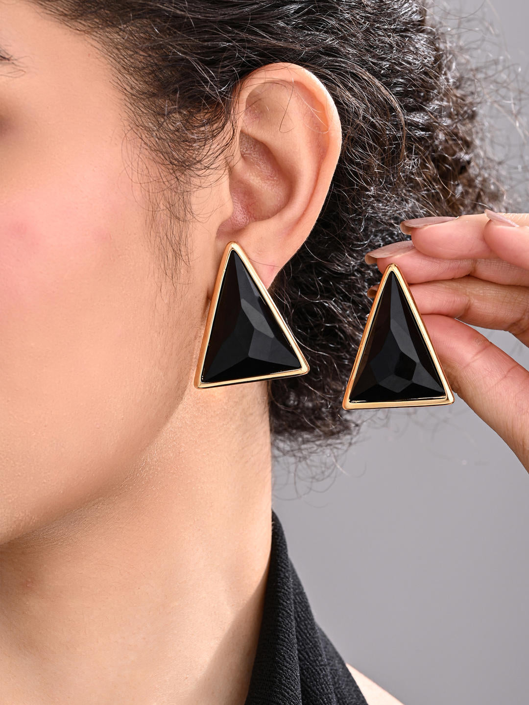 18K Gold PlatedMidnight Triangle Stud Earrings
