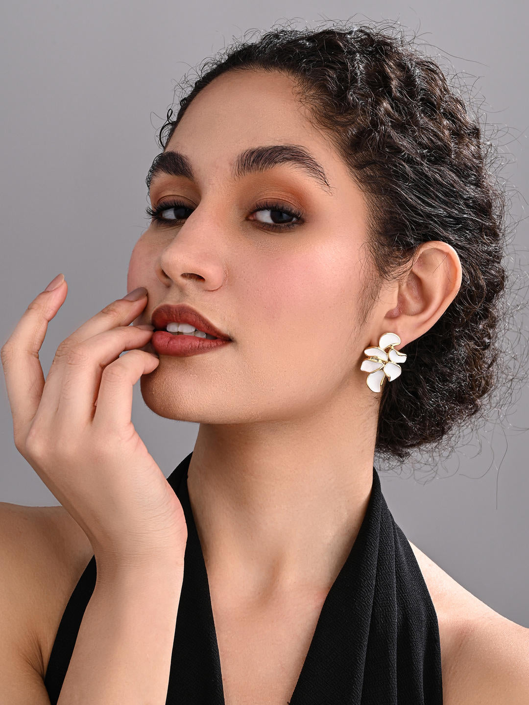Ivory Leaf 18K Gold Plated Statement Earrings