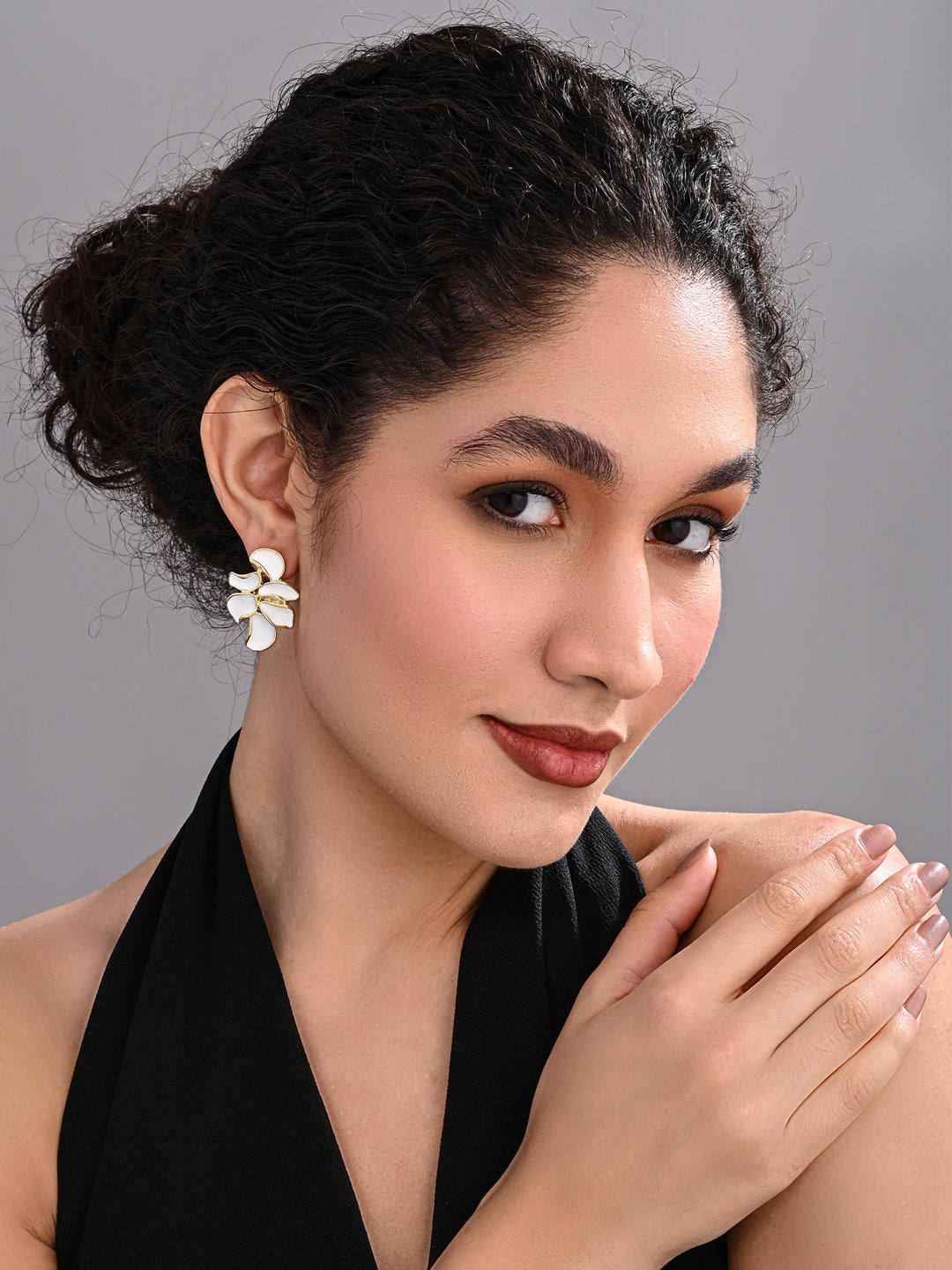 Ivory Leaf 18K Gold Plated Statement Earrings