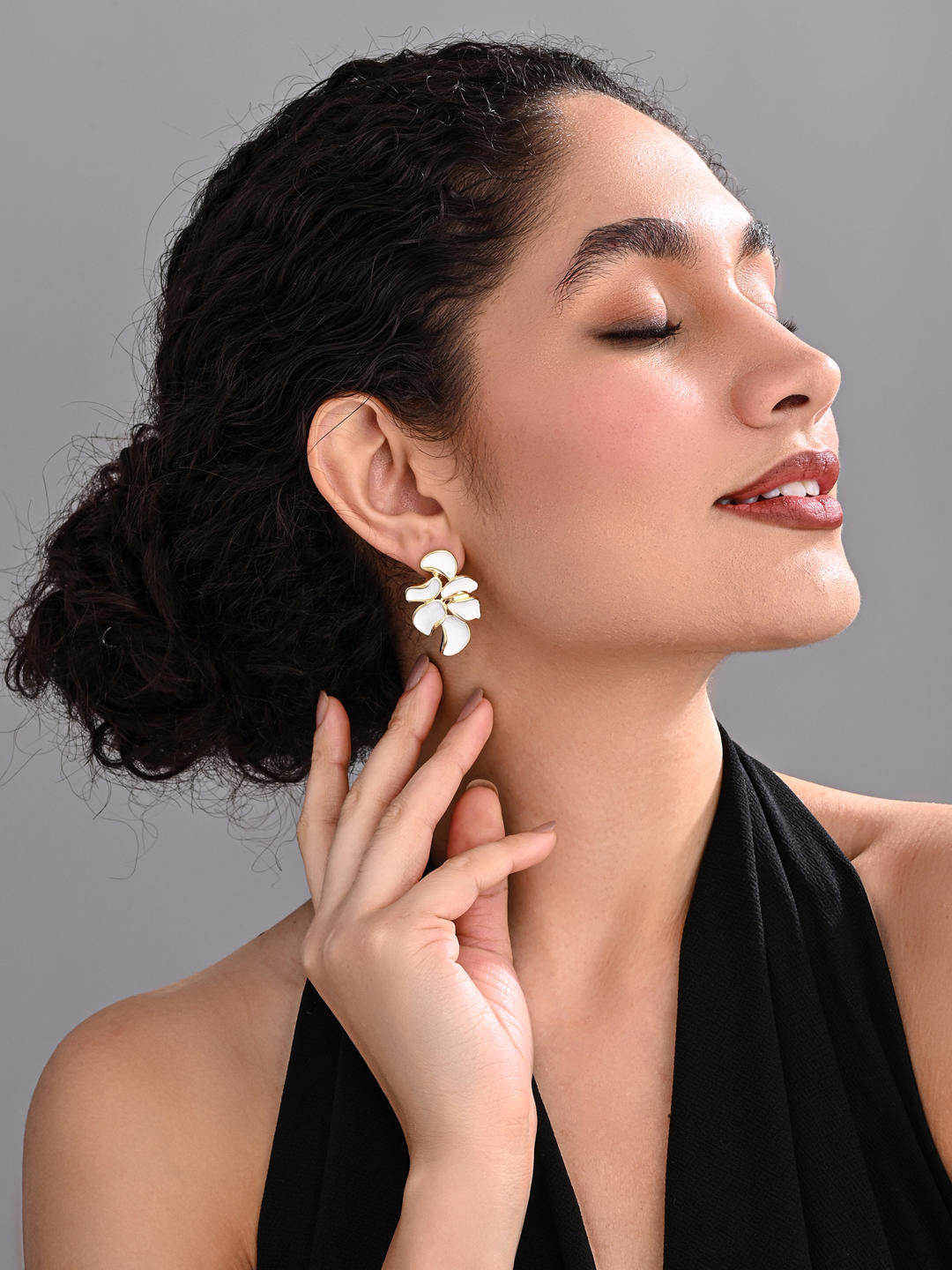 Ivory Leaf 18K Gold Plated Statement Earrings