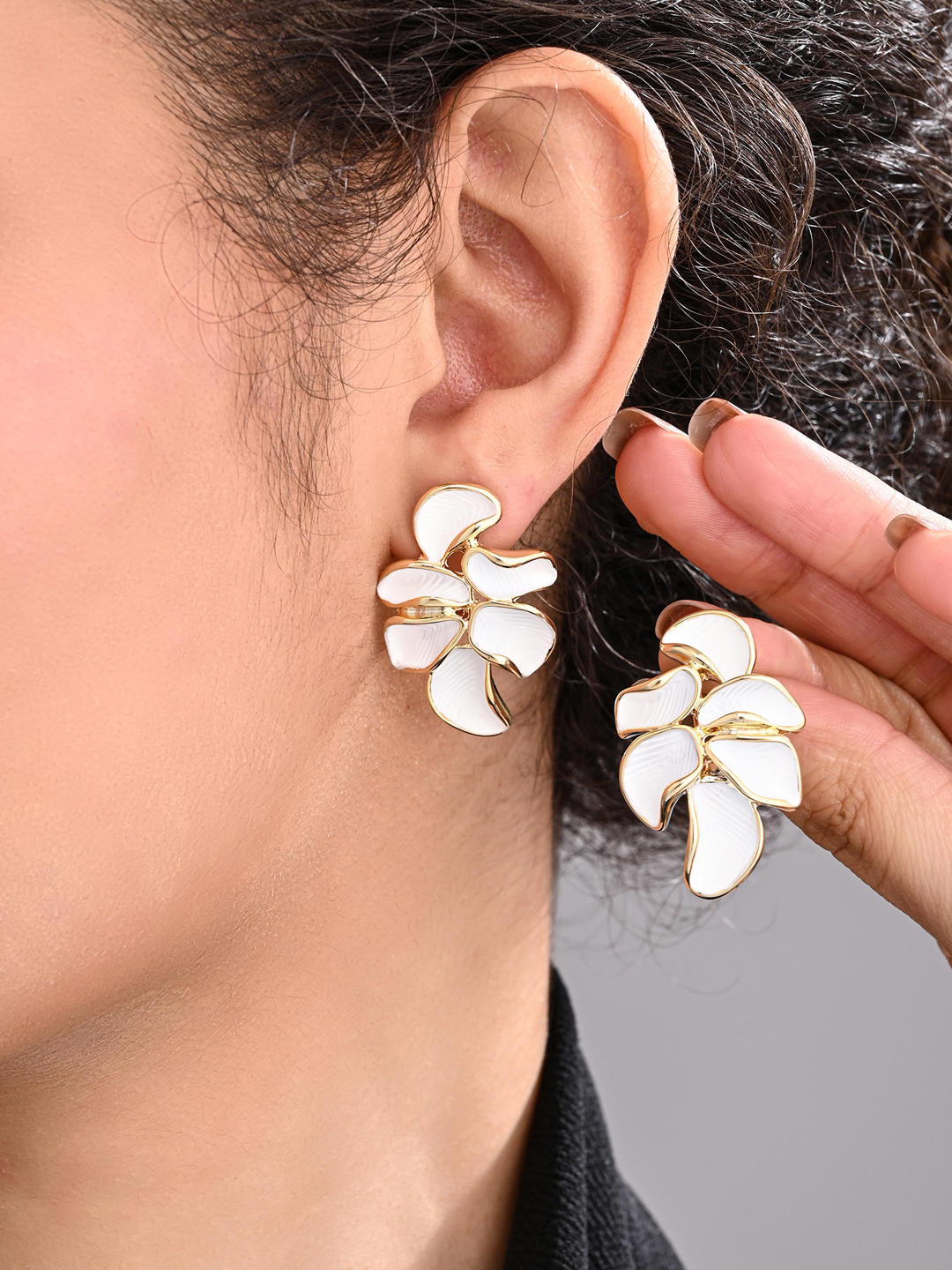 Ivory Leaf 18K Gold Plated Statement Earrings