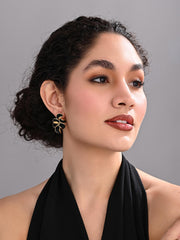 Black Petal 18K Gold Plated Earrings