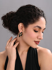 Black Petal 18K Gold Plated Earrings