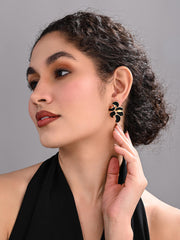 Black Petal 18K Gold Plated Earrings