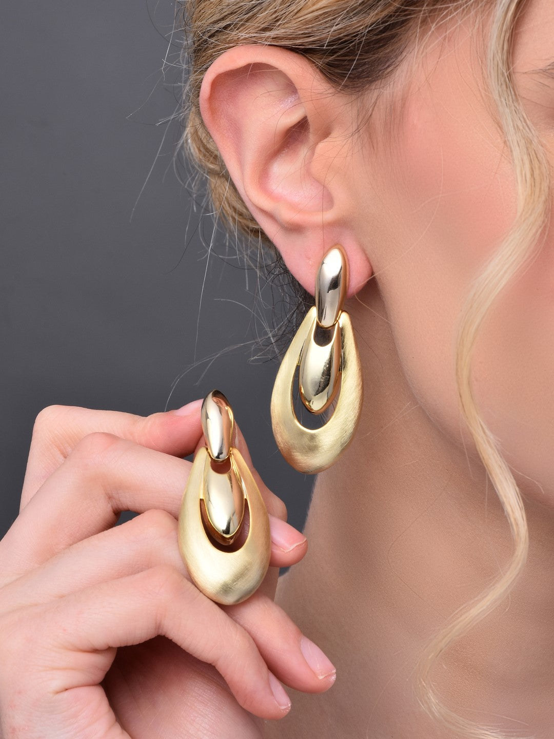 Gold Pear Shaped Drop Earring