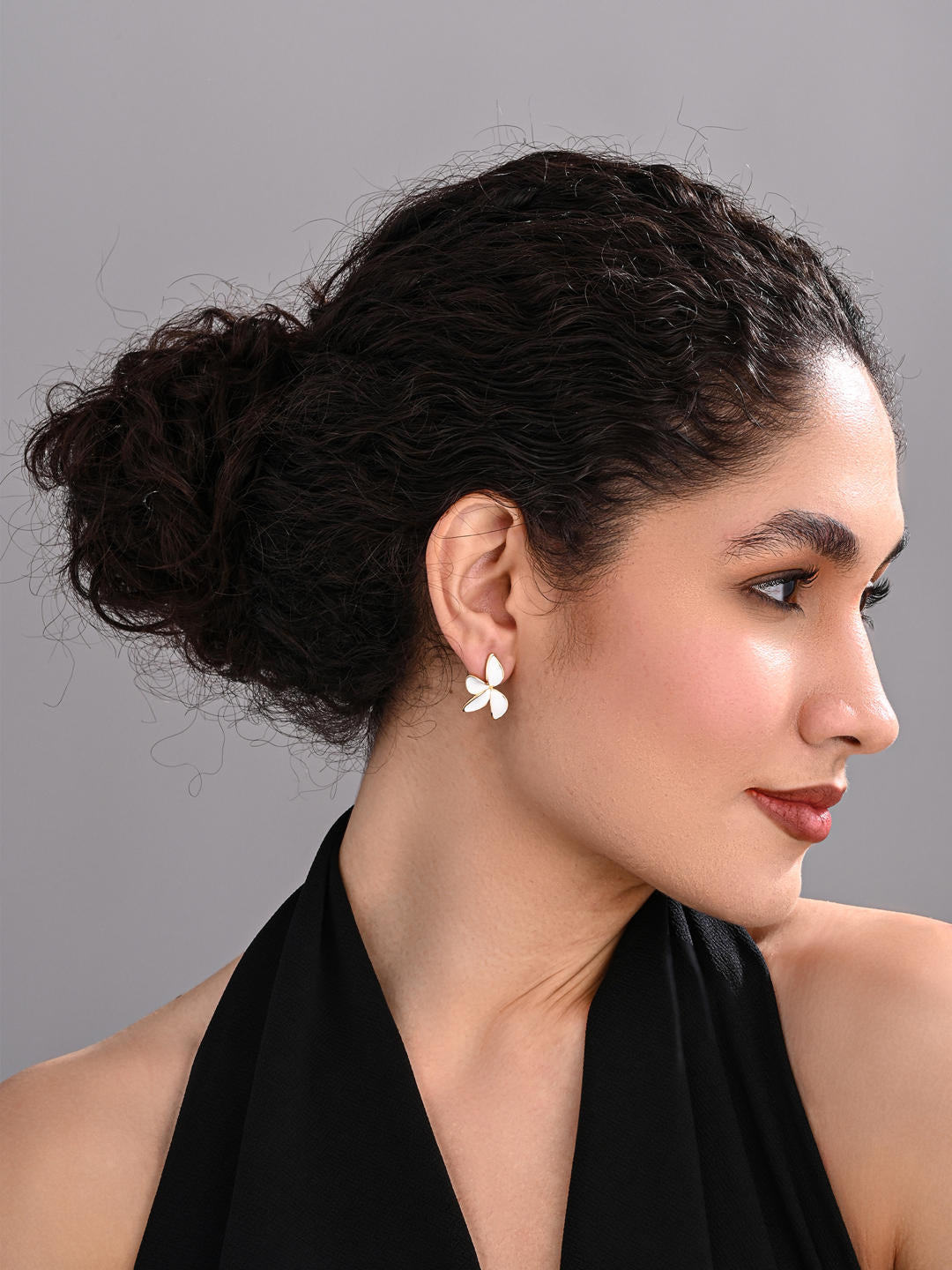 Classic White Petal Stud Earrings