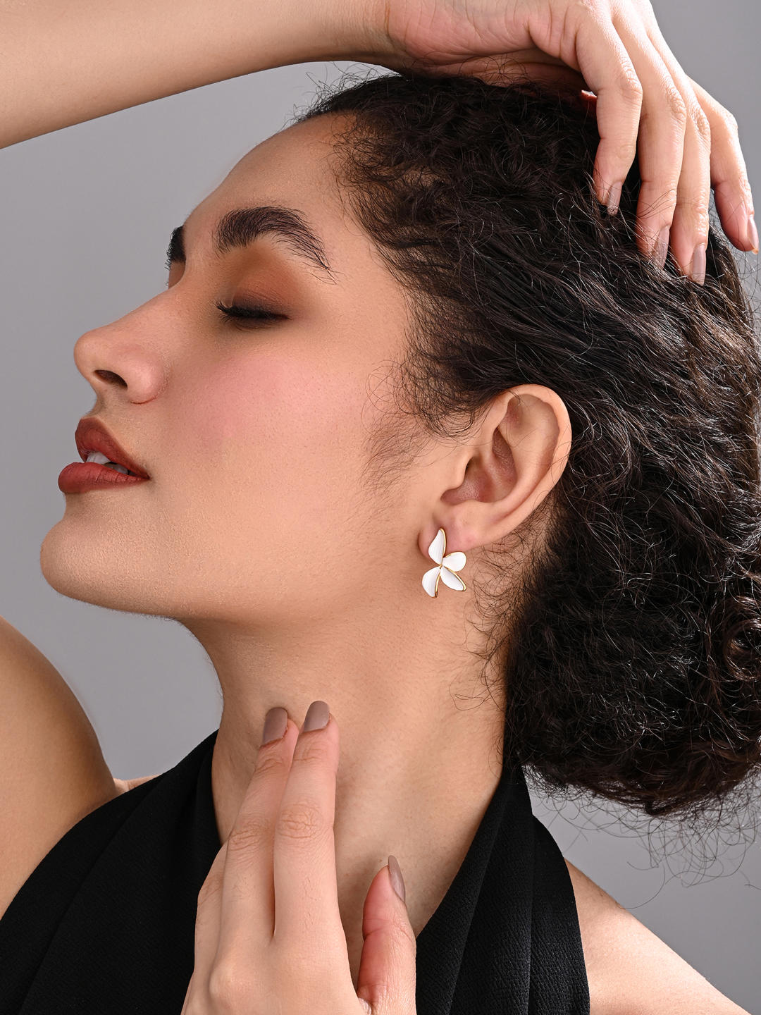 Classic White Petal Stud Earrings