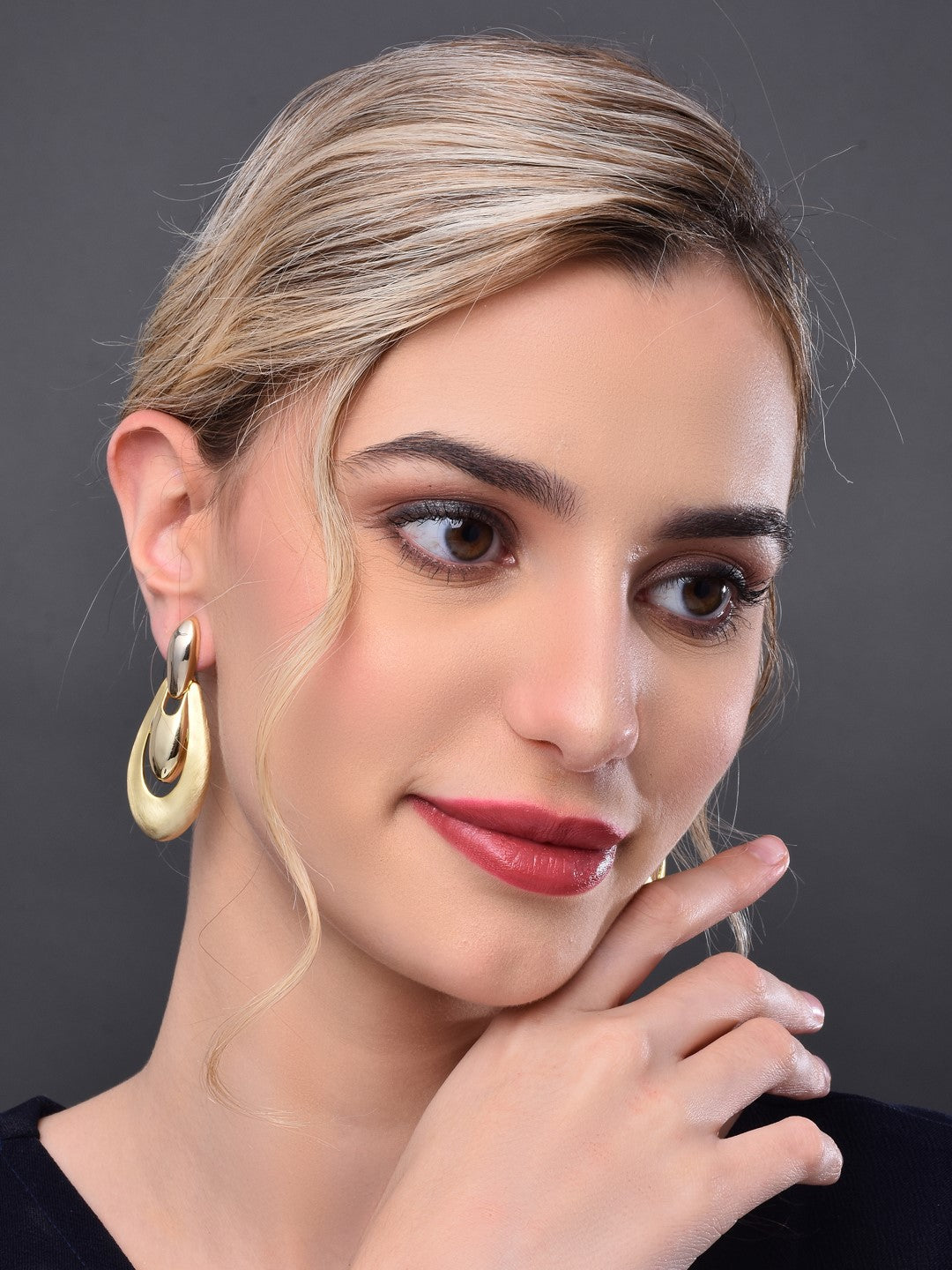 Gold Pear Shaped Drop Earring
