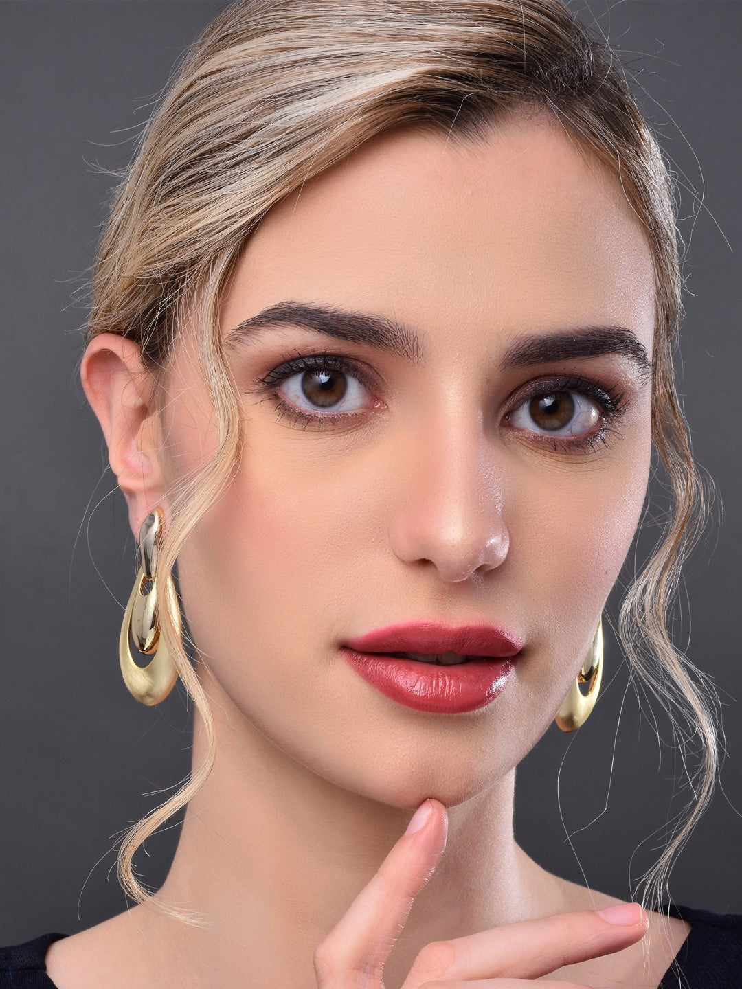 Gold Pear Shaped Drop Earring