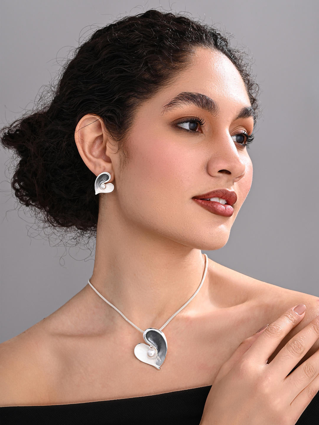 Silver Mist Heart Necklace Set