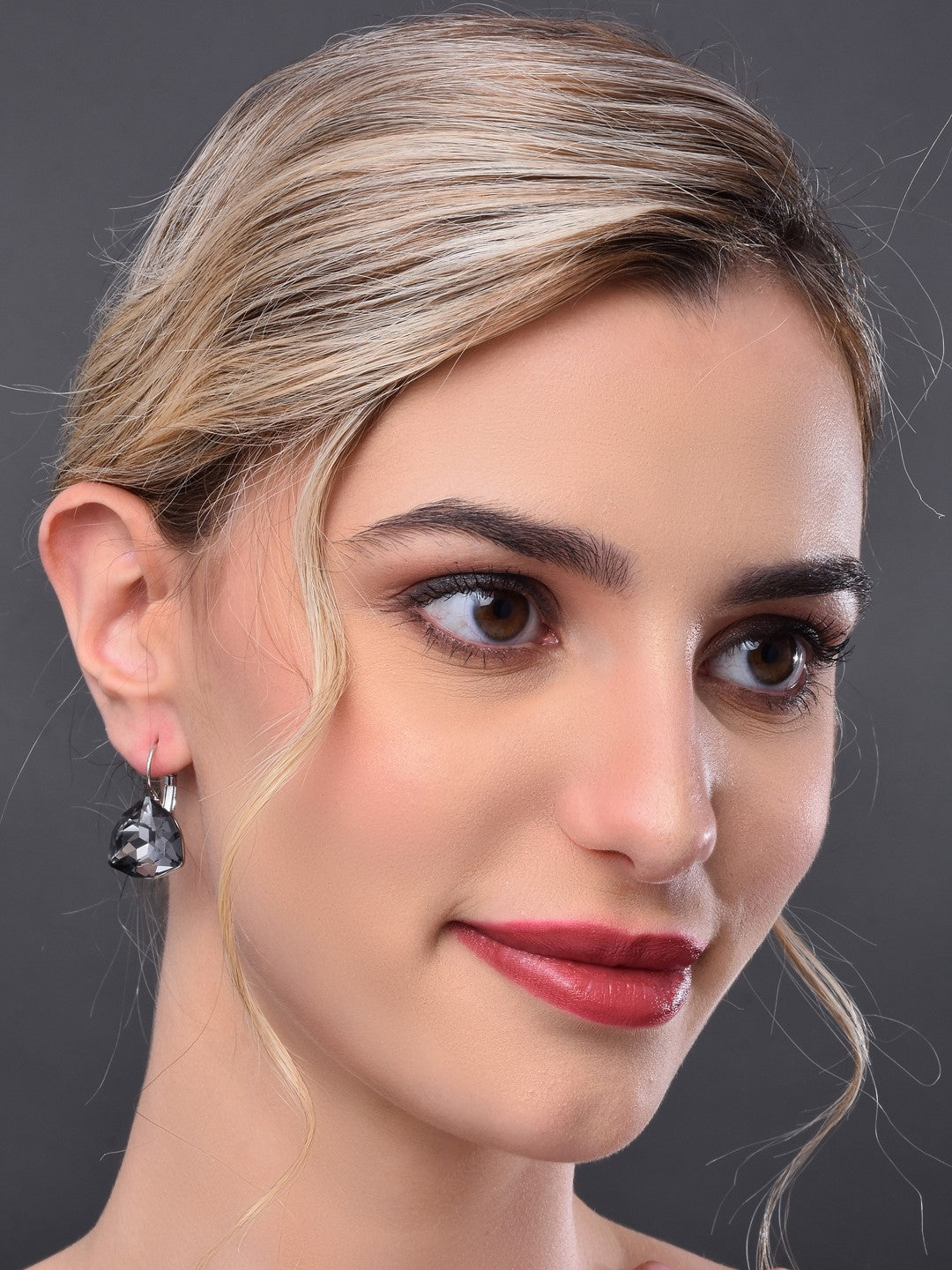 Gray Black Crystal Drop Earring