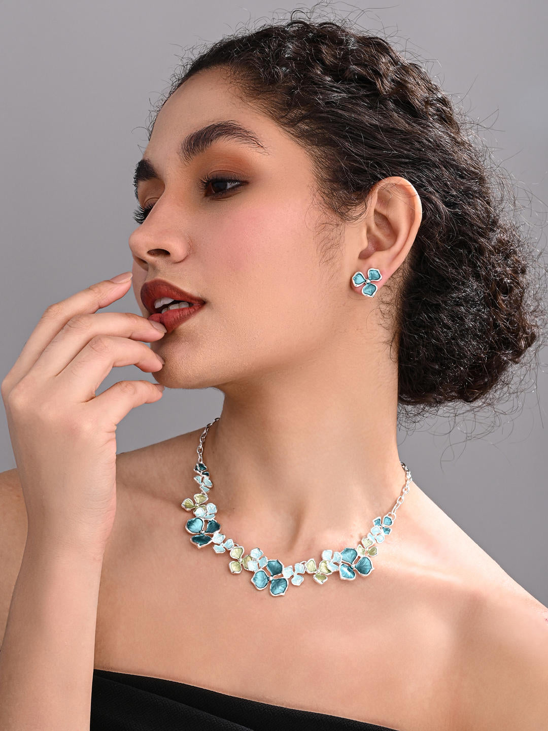 Ocean Petal Statement Necklace Set