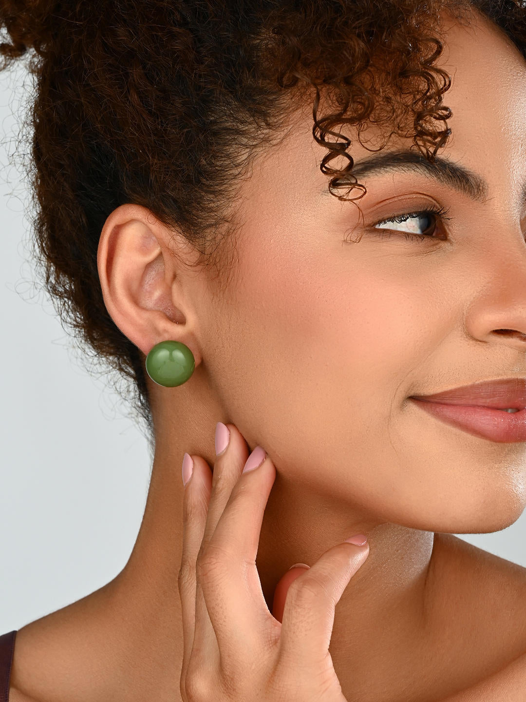Olive Sheen Stud Earrings
