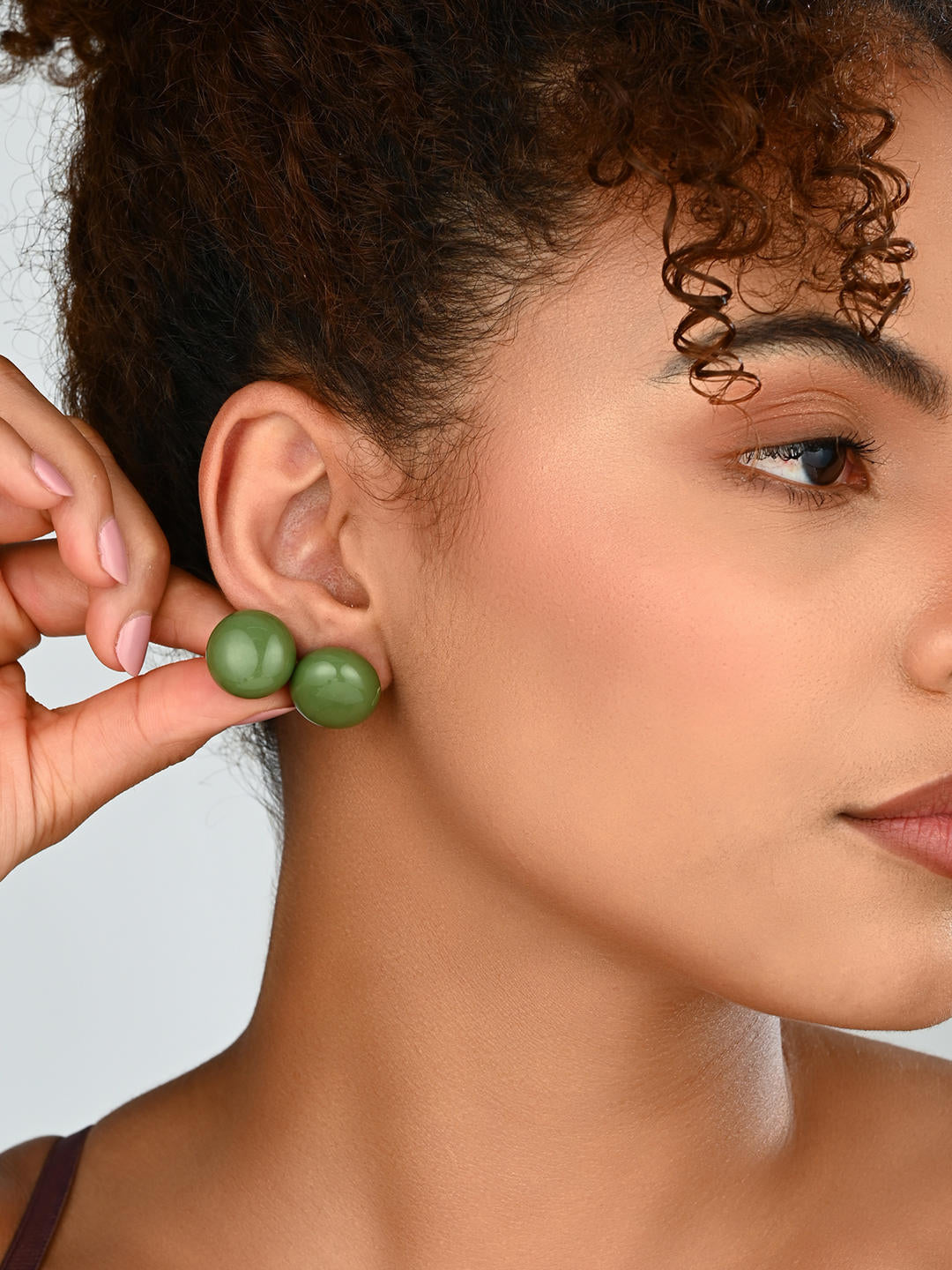 Olive Sheen Stud Earrings