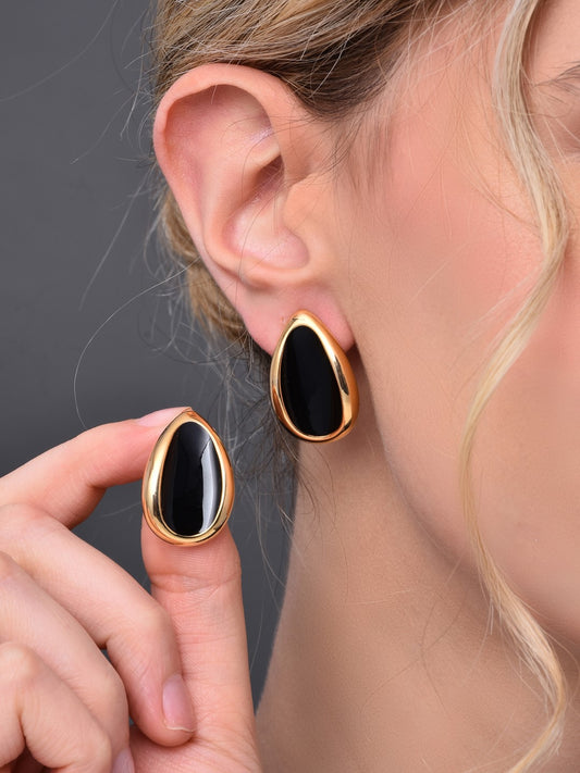 Black Enamel Stud Earring