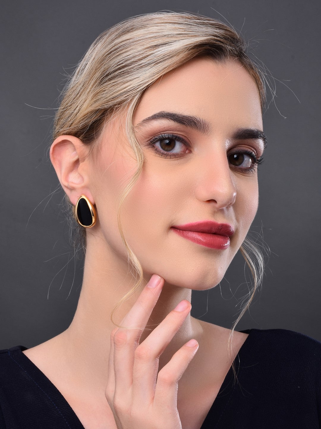 Black Enamel Stud Earring