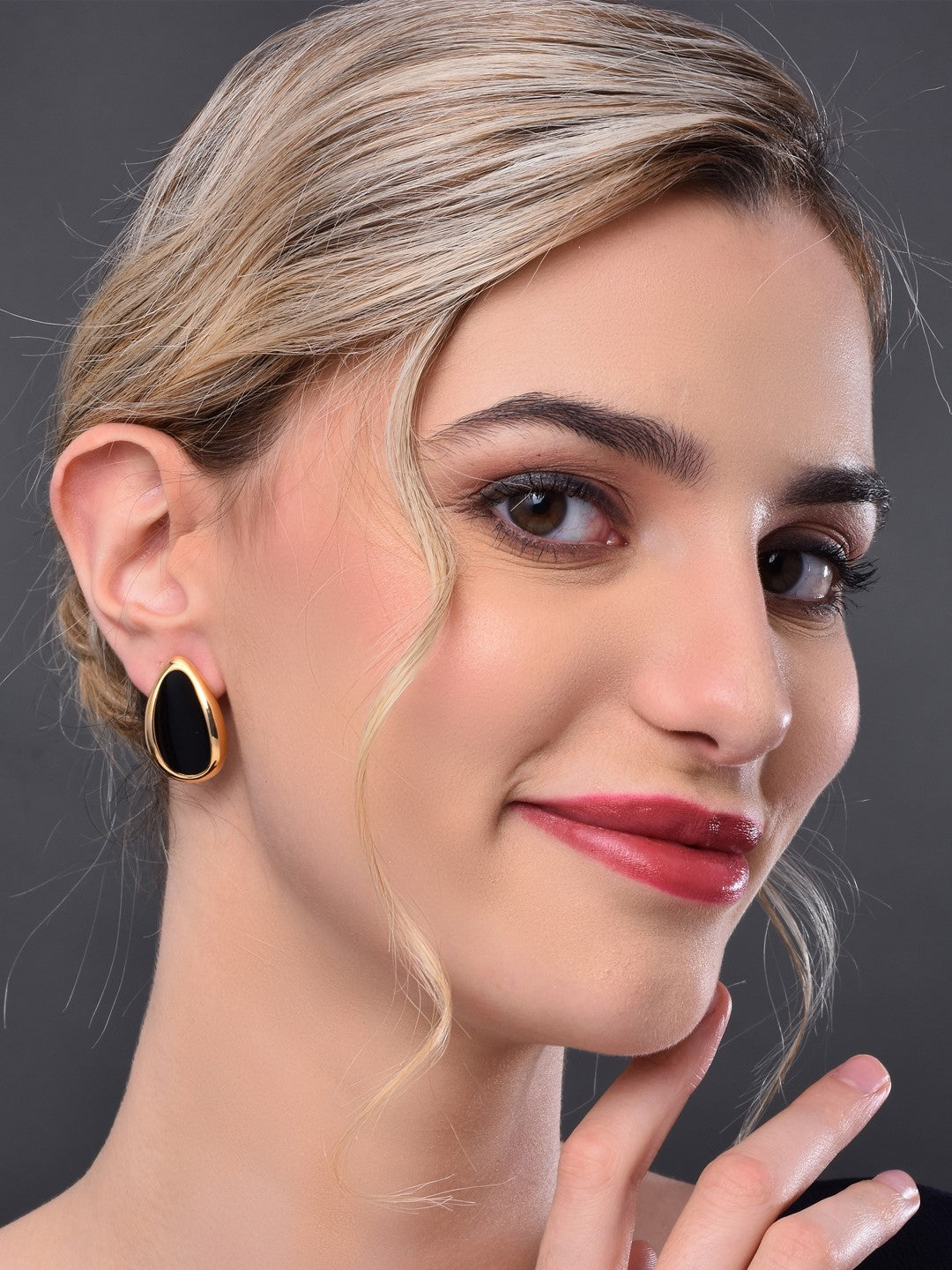 Black Enamel Stud Earring
