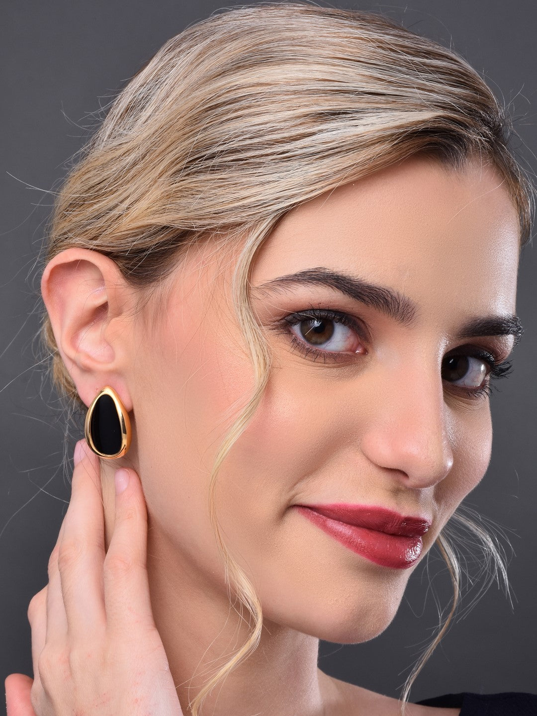 Black Enamel Stud Earring