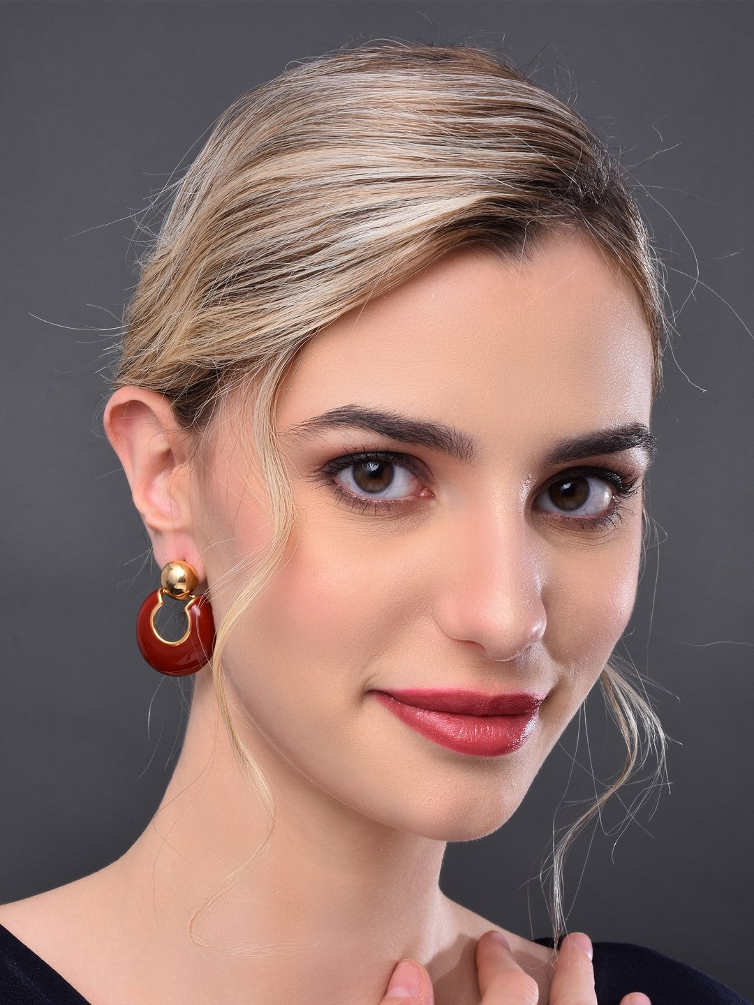 Maroon Round Drop Earring