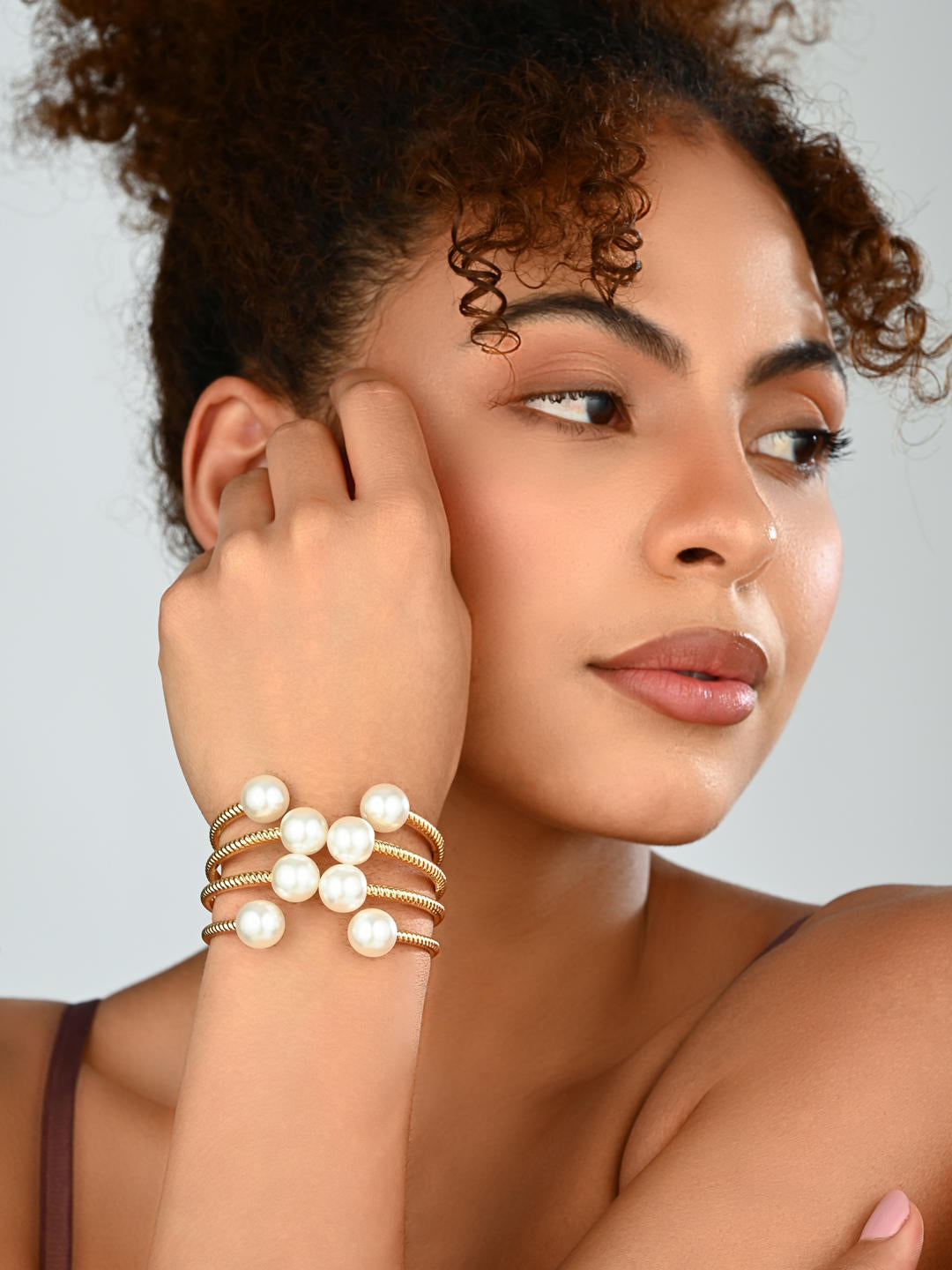 Gold Pearl Openable Bangle