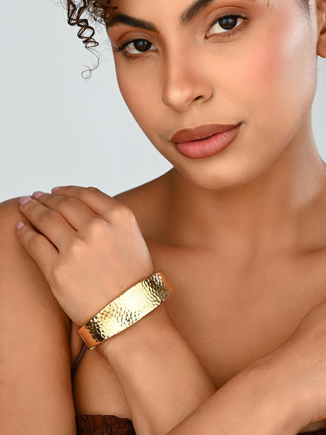 Textured Gold-Tone Statement Bangle